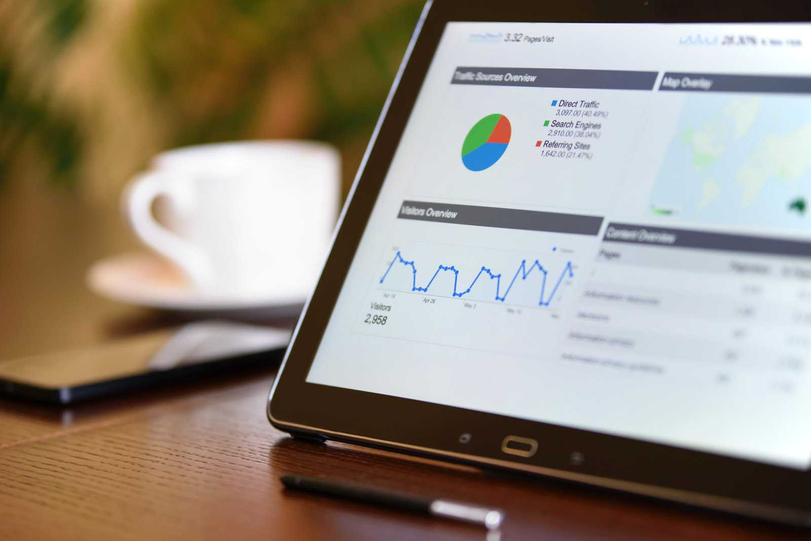 Table screen with analytic graphs