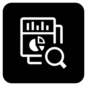 Icon of a graphs and magnifying glass