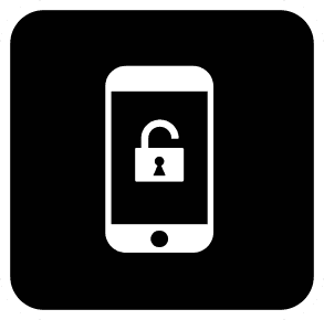 Icon of a phone with a padlock on the screen