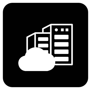 Icon of a cloud and server rack